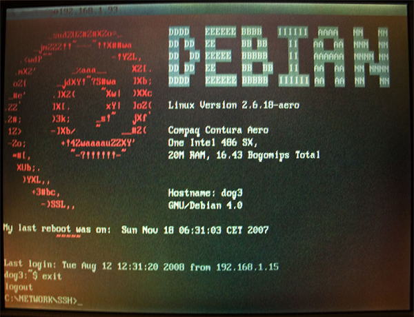 Screenshot of SSH2DOS
